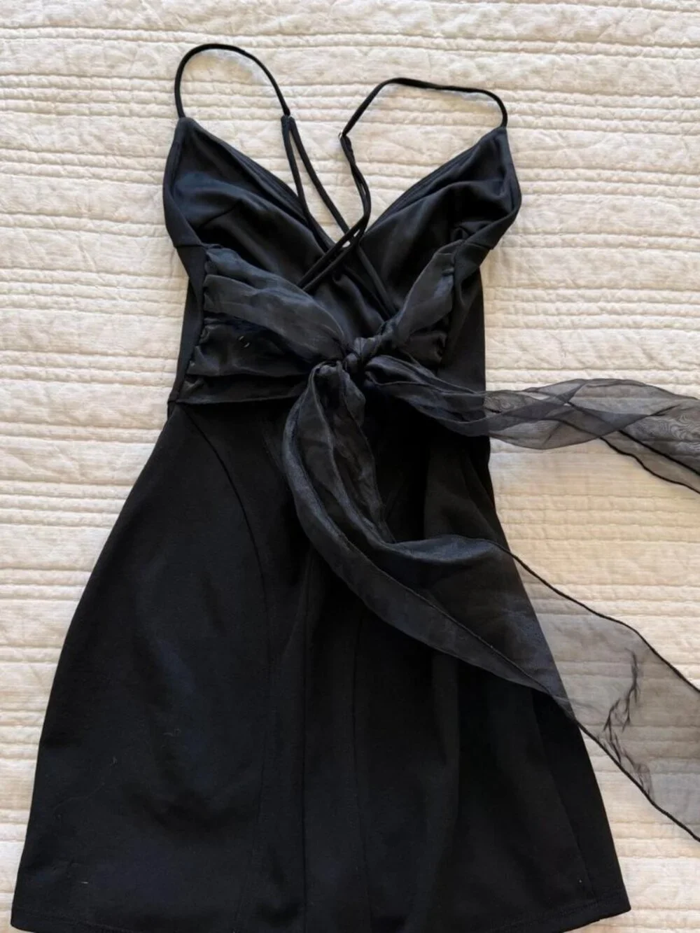 Black Mini Dress With Bow - Picture 3 of 3